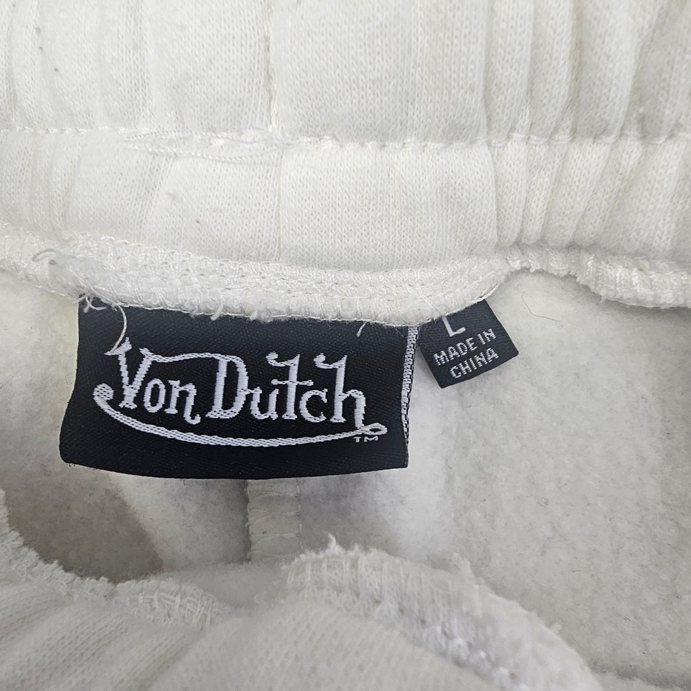 Von Dutch Women's White Graphic Sweatpants Joggers Y2K Logo Size Large Tall - Picture 10 of 12